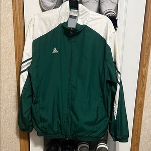 Adidas Men's Green and White Windbreaker